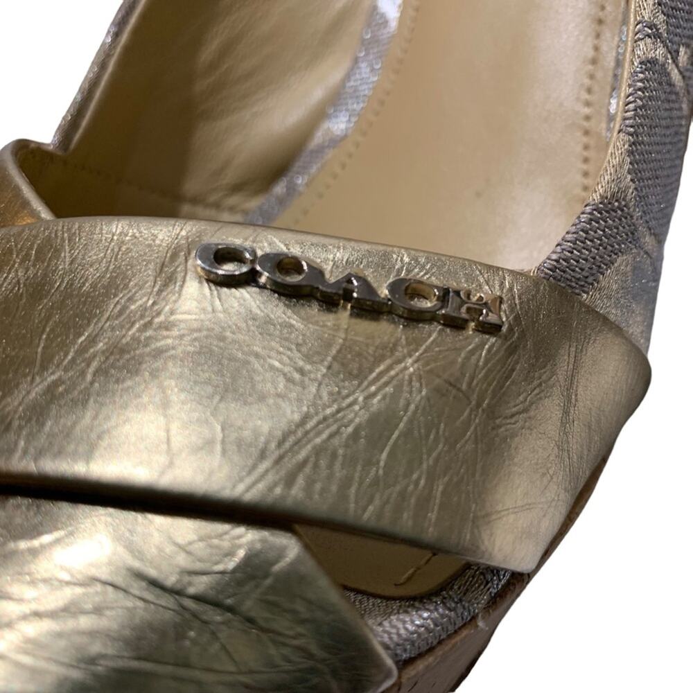 Coach - Jessy gold and cork wedges Slingback style, size 9 - Picture 11 of 14